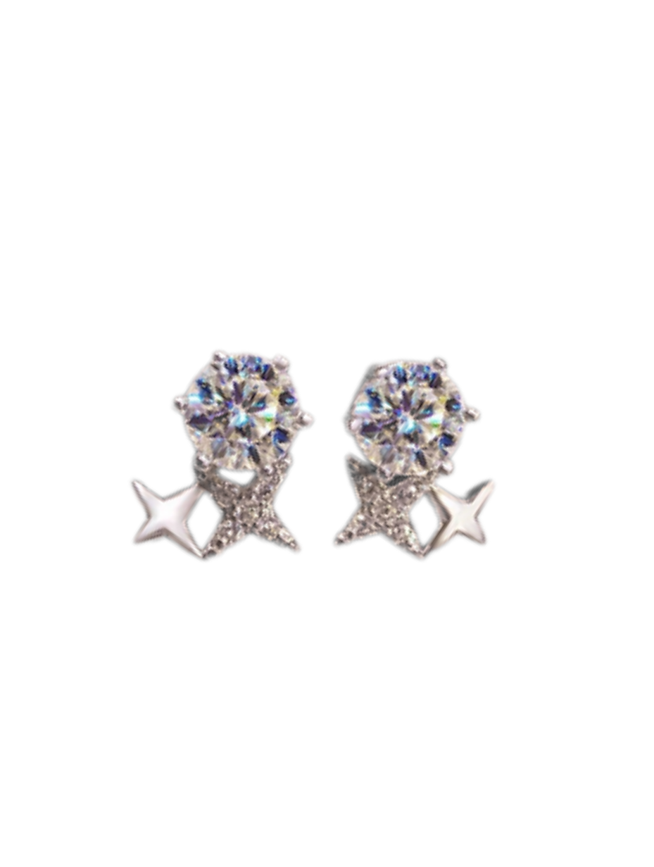 Six-Clawed Star Moissanite Earrings | 925 Sterling Silver