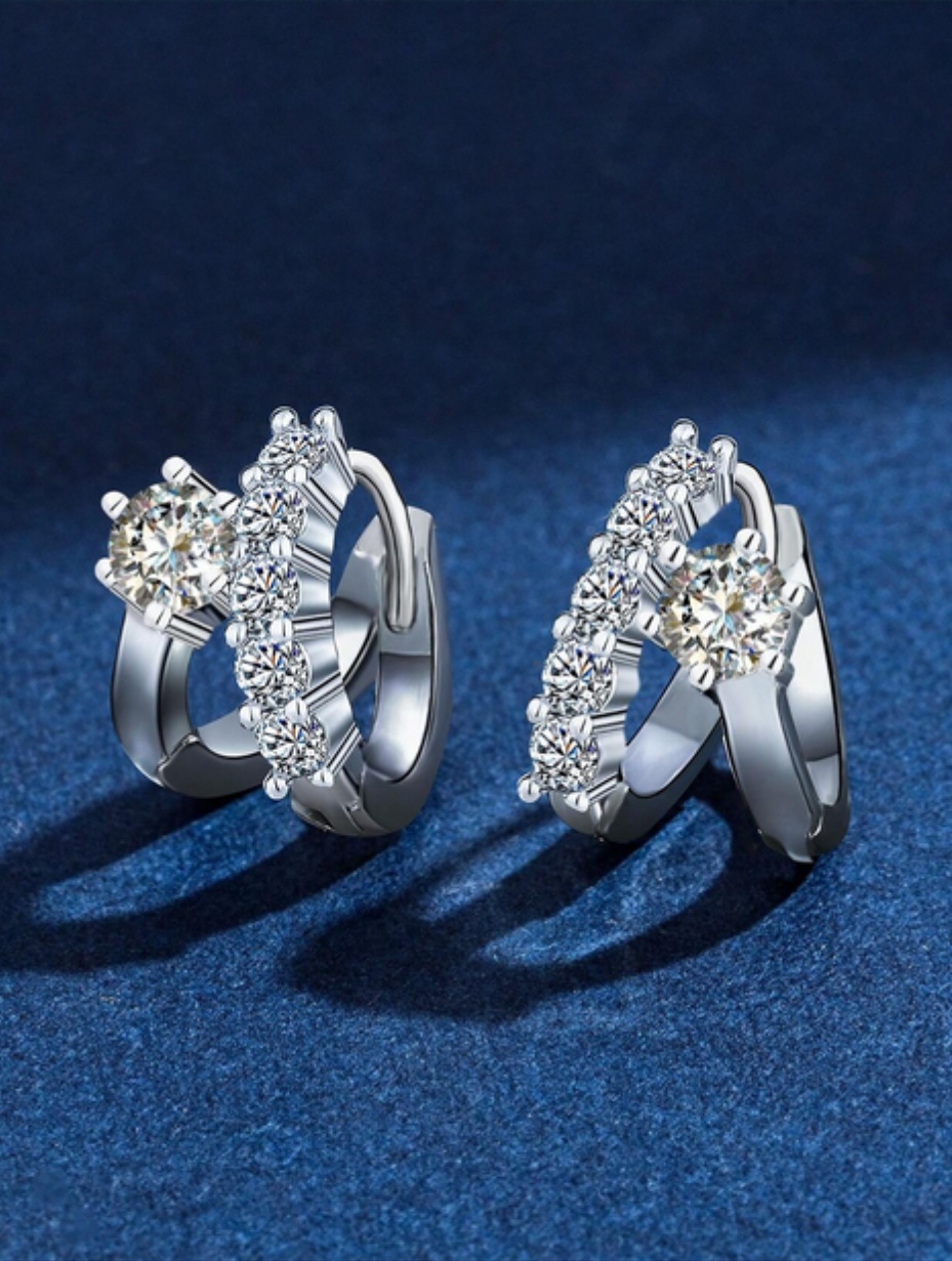925 Sterling Silver Moissanite Hoop Earrings | Elegant Sparkle