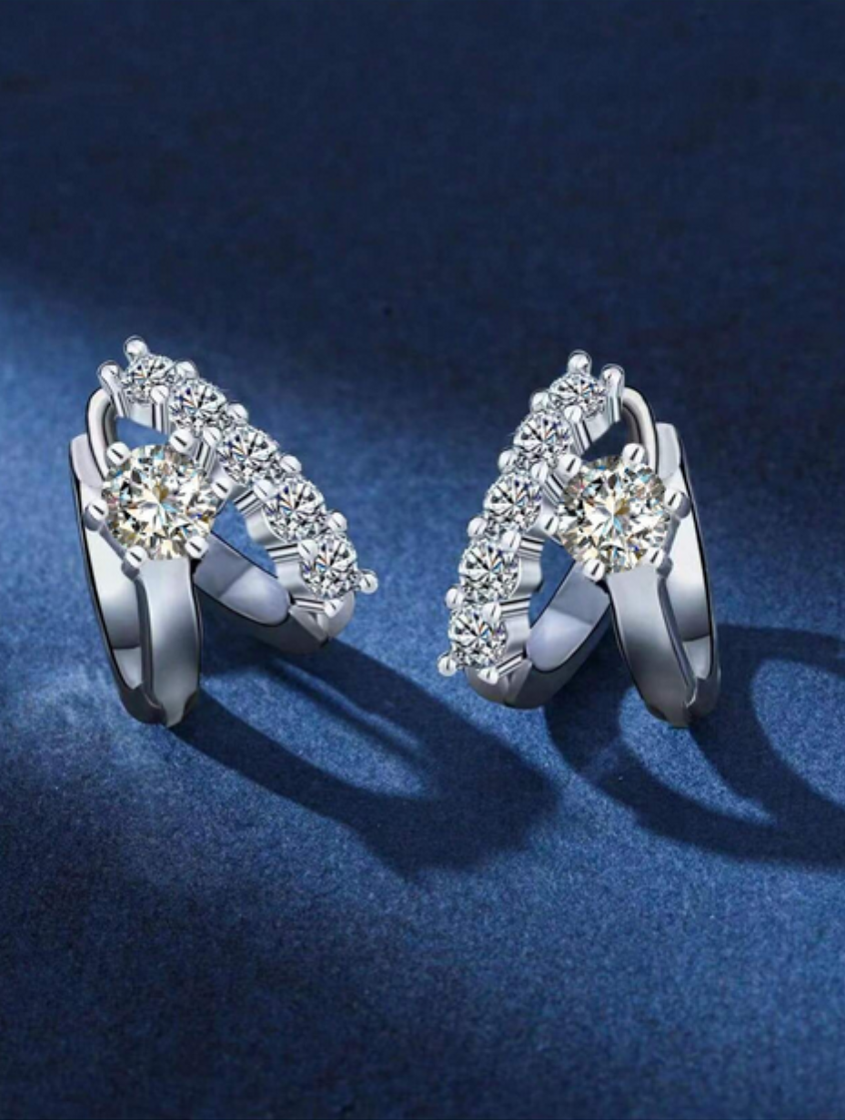 925 Sterling Silver Moissanite Hoop Earrings | Elegant Sparkle