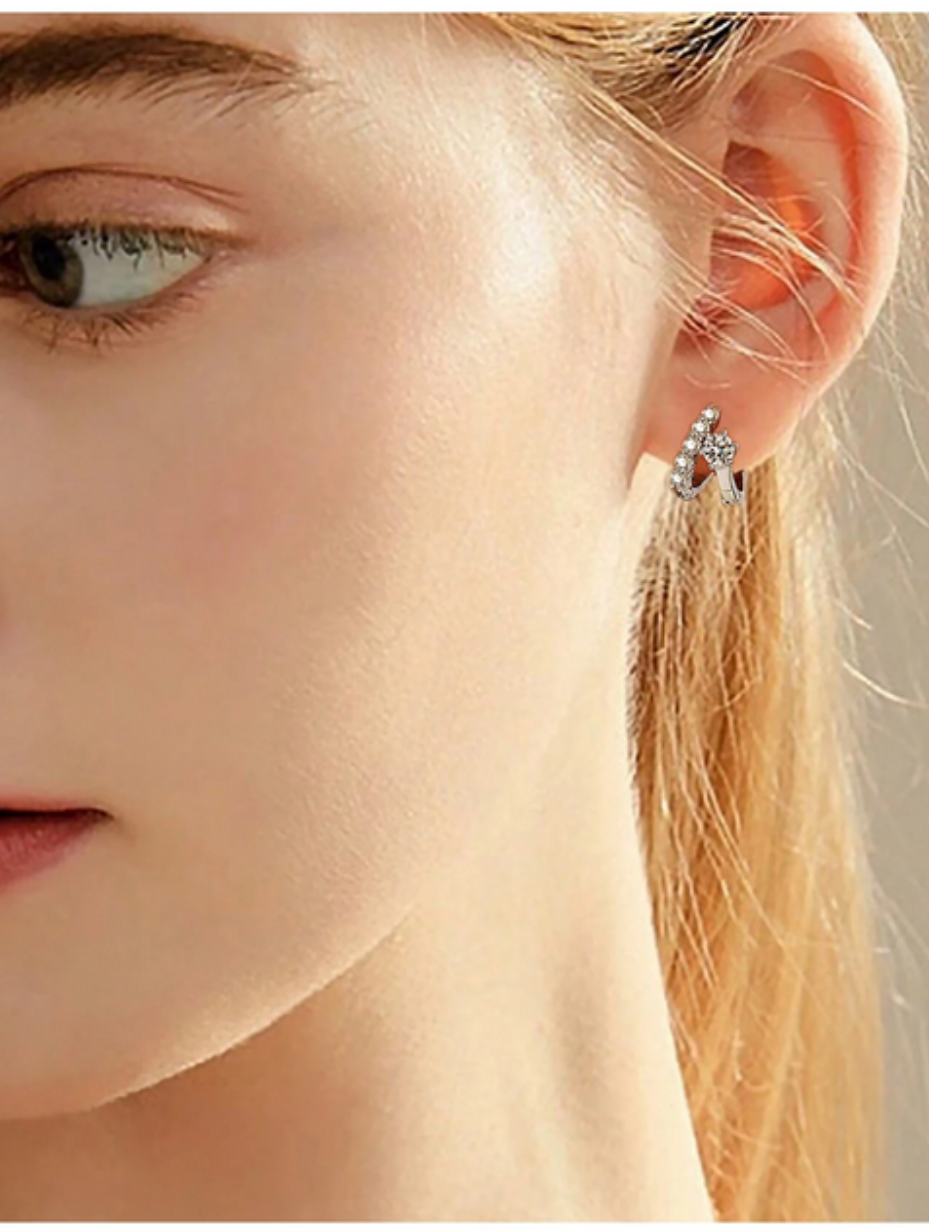 925 Sterling Silver Moissanite Hoop Earrings | Elegant Sparkle