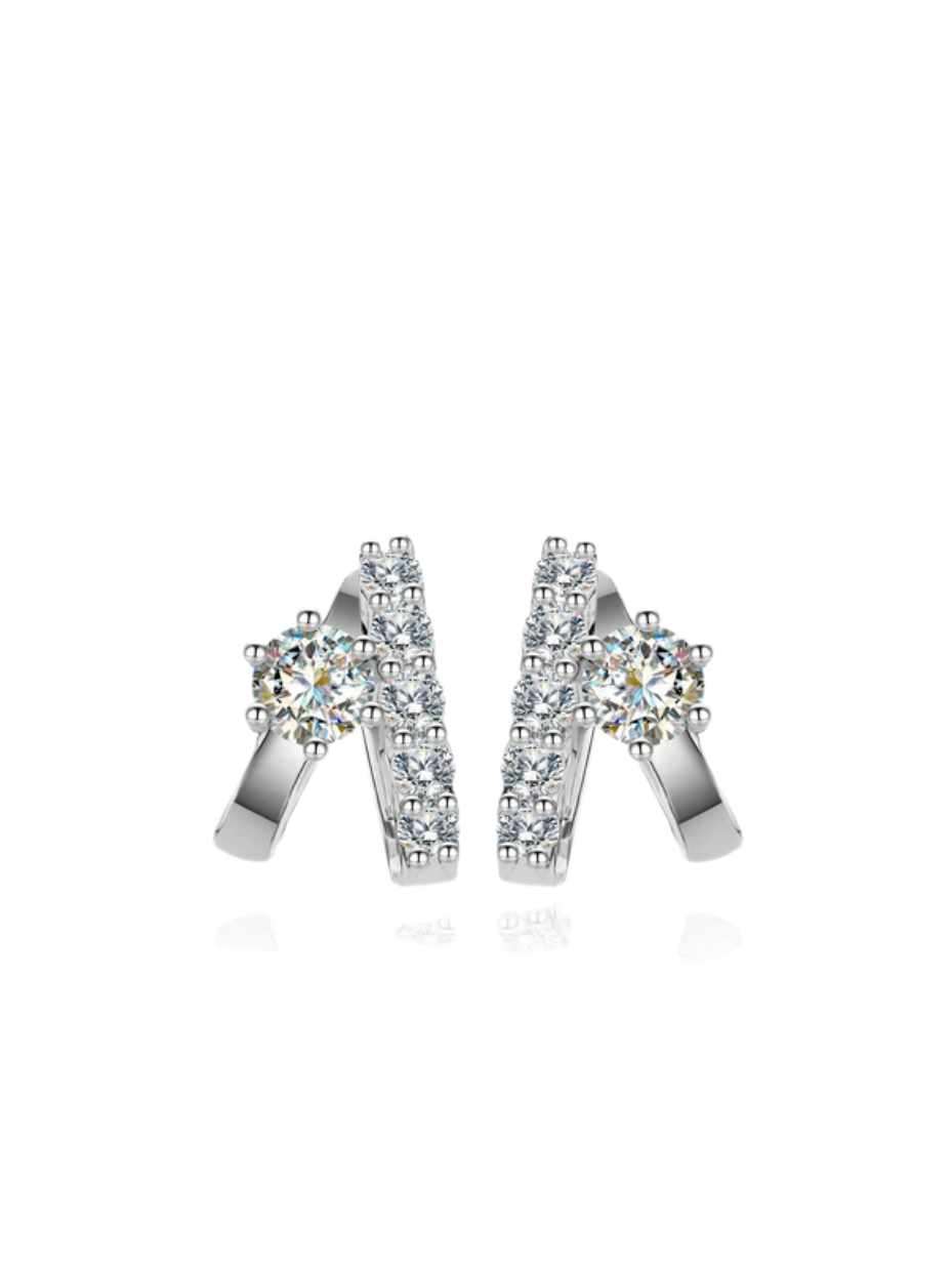 925 Sterling Silver Moissanite Hoop Earrings | Elegant Sparkle