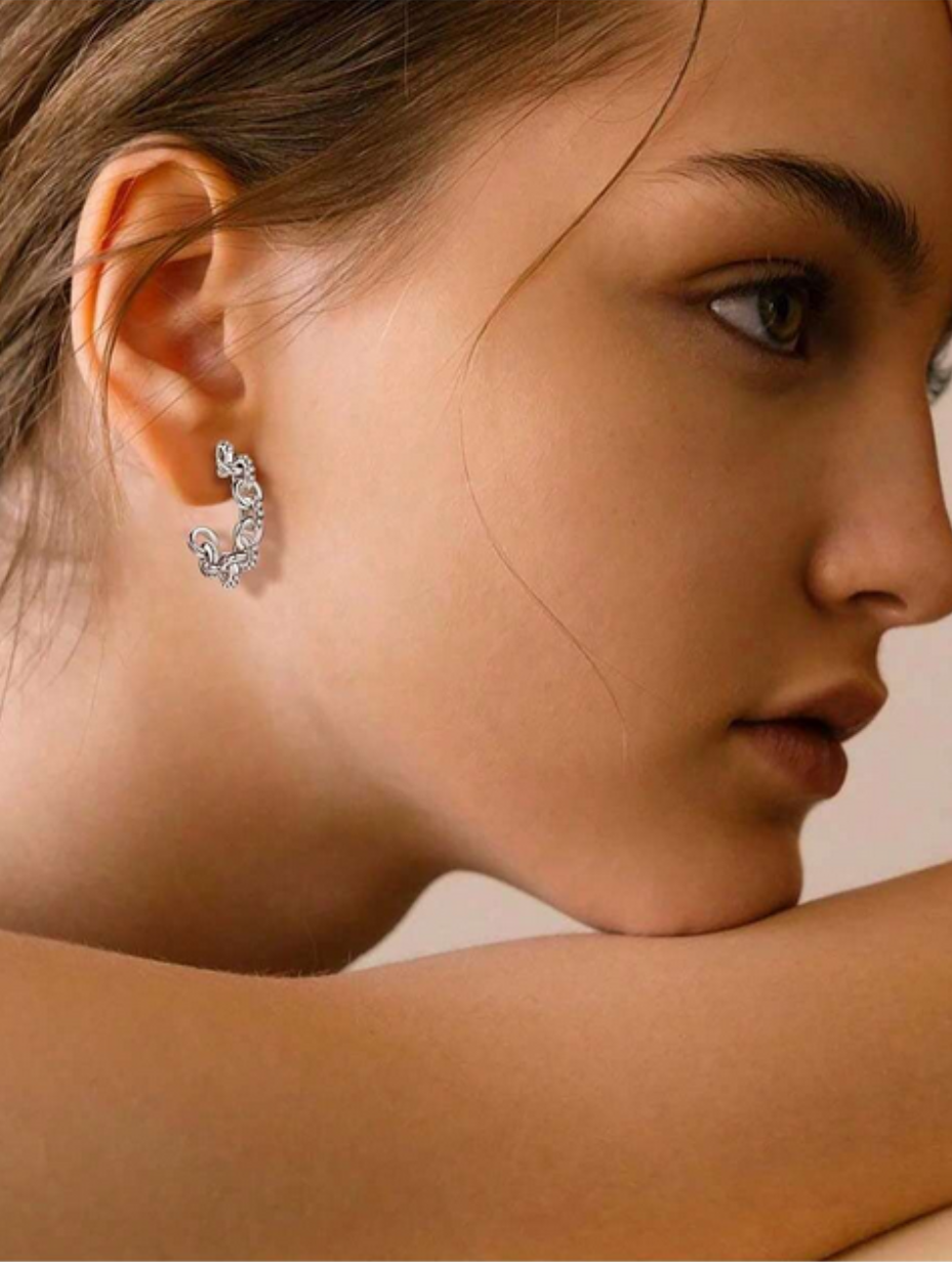 Vintage Punk Moissanite Earrings | Chain Design