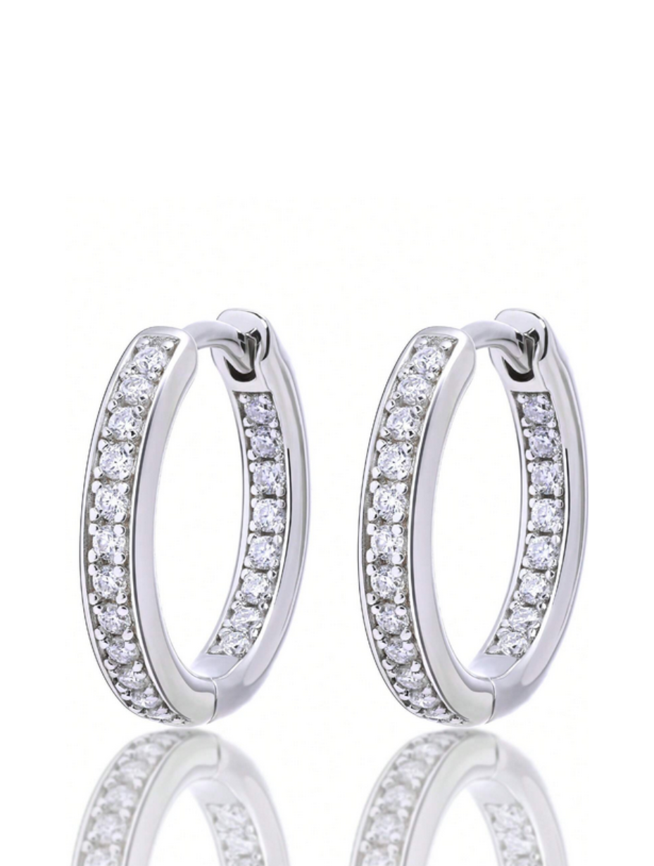 Silver Moissanite Hoop Earrings | Inner & Outer Sparkle