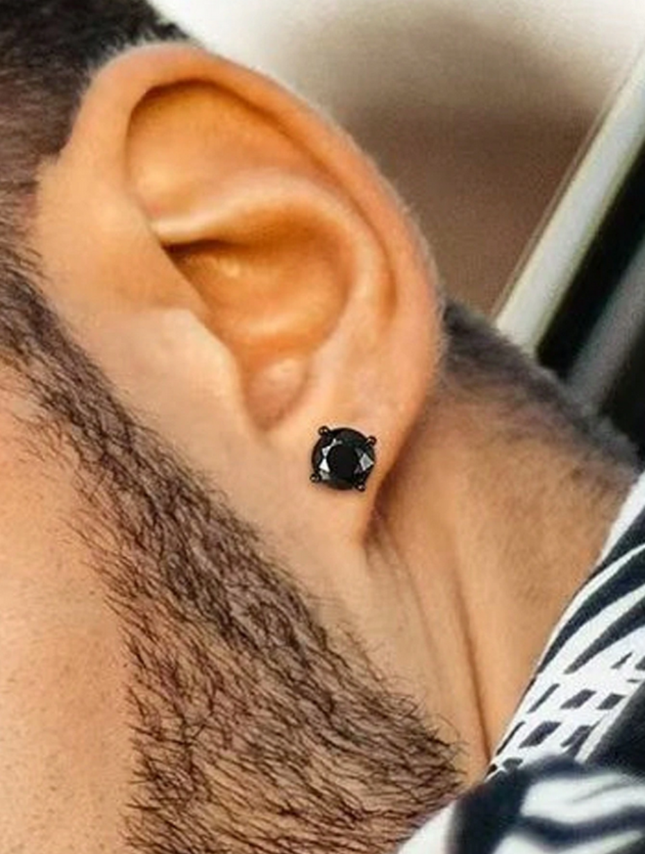 Black Moissanite Silver Earrings | Bold Elegance