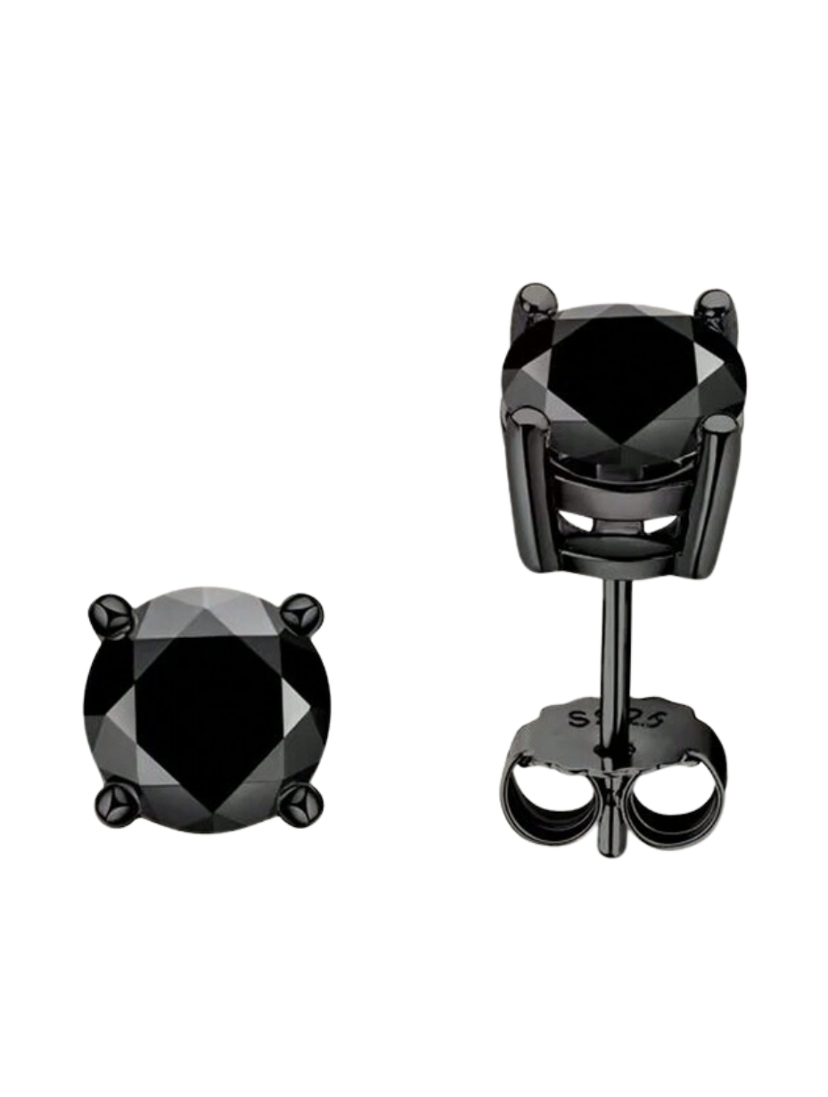 Black Moissanite Silver Earrings | Bold Elegance