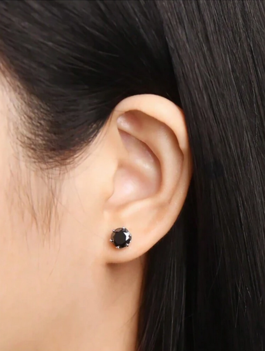 Black Moissanite Silver Earrings | Fashionable Design