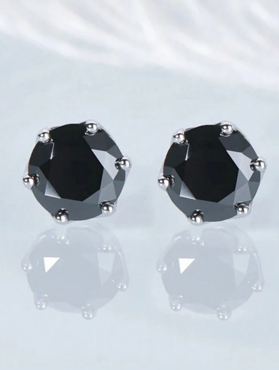 Black Moissanite Silver Earrings | Fashionable Design