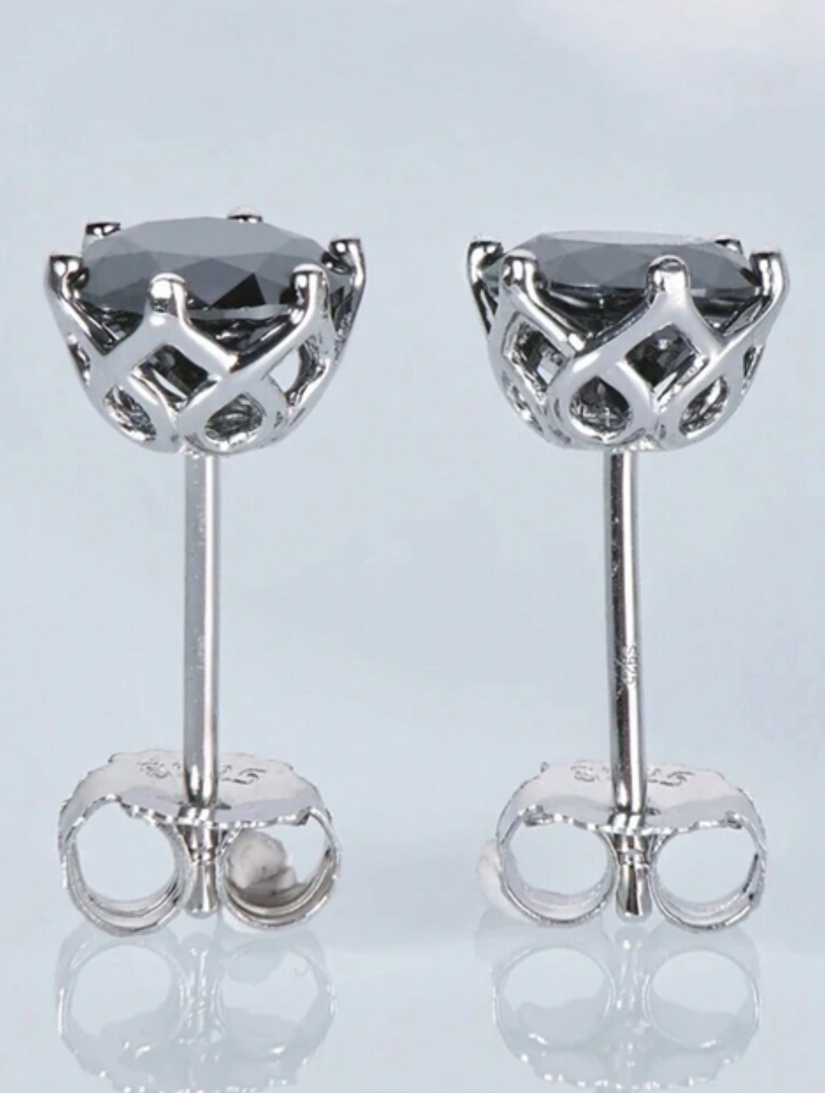 Black Moissanite Silver Earrings | Fashionable Design