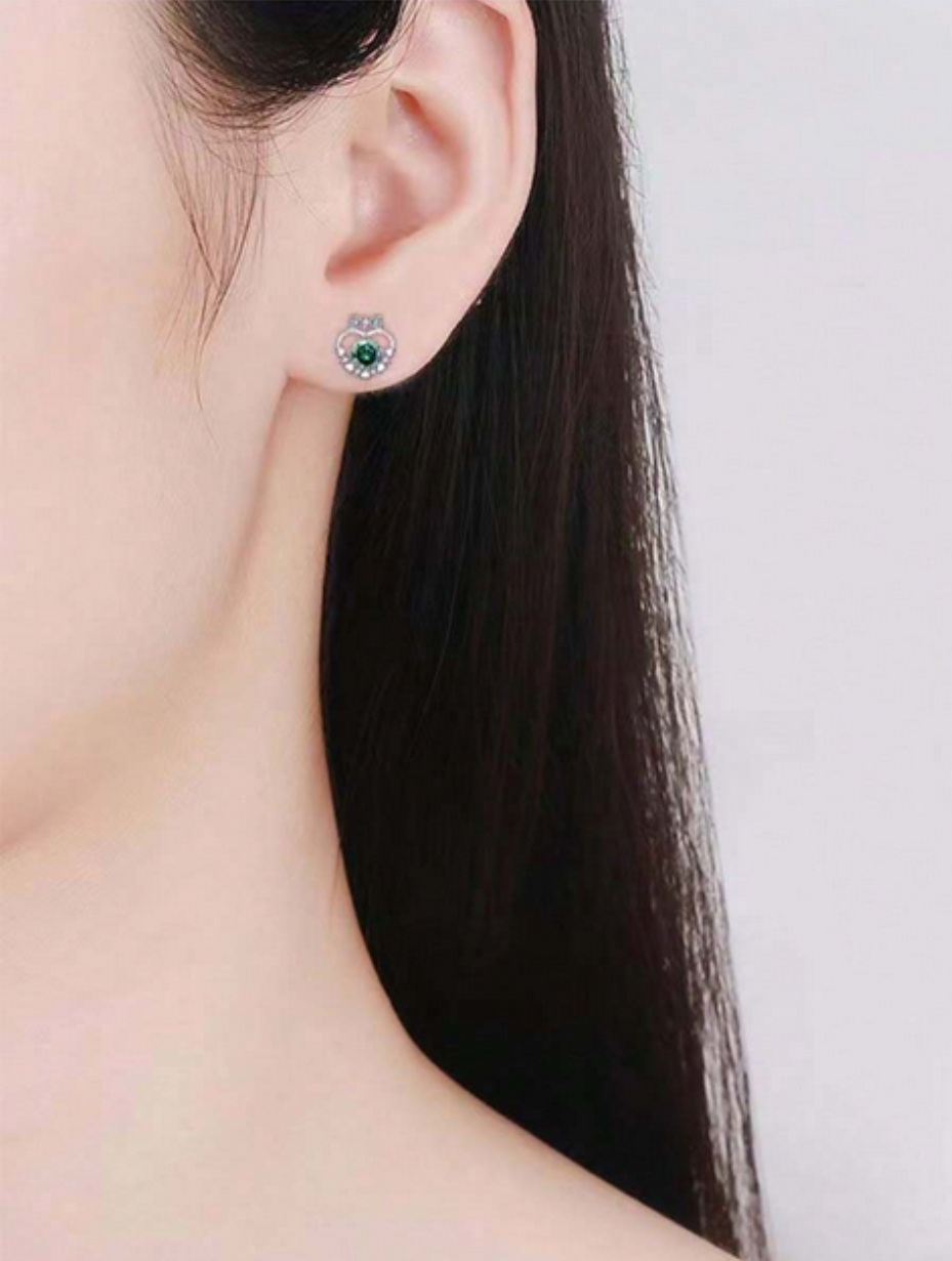 Heart Bow Moissanite Stud Earrings | Elegant Design