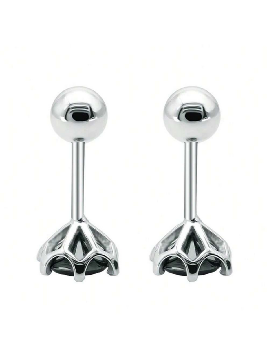 Black Moissanite Stud Earrings | Sterling Silver