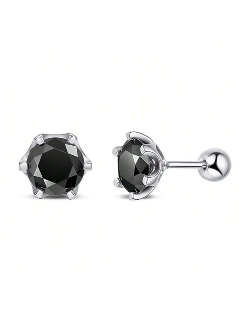 Black Moissanite Stud Earrings | Sterling Silver