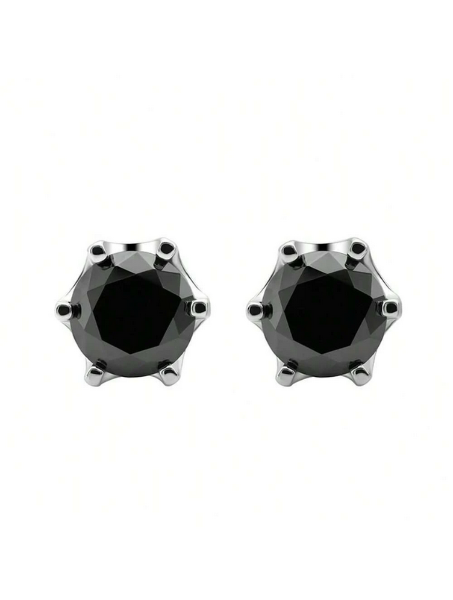 Black Moissanite Stud Earrings | Sterling Silver