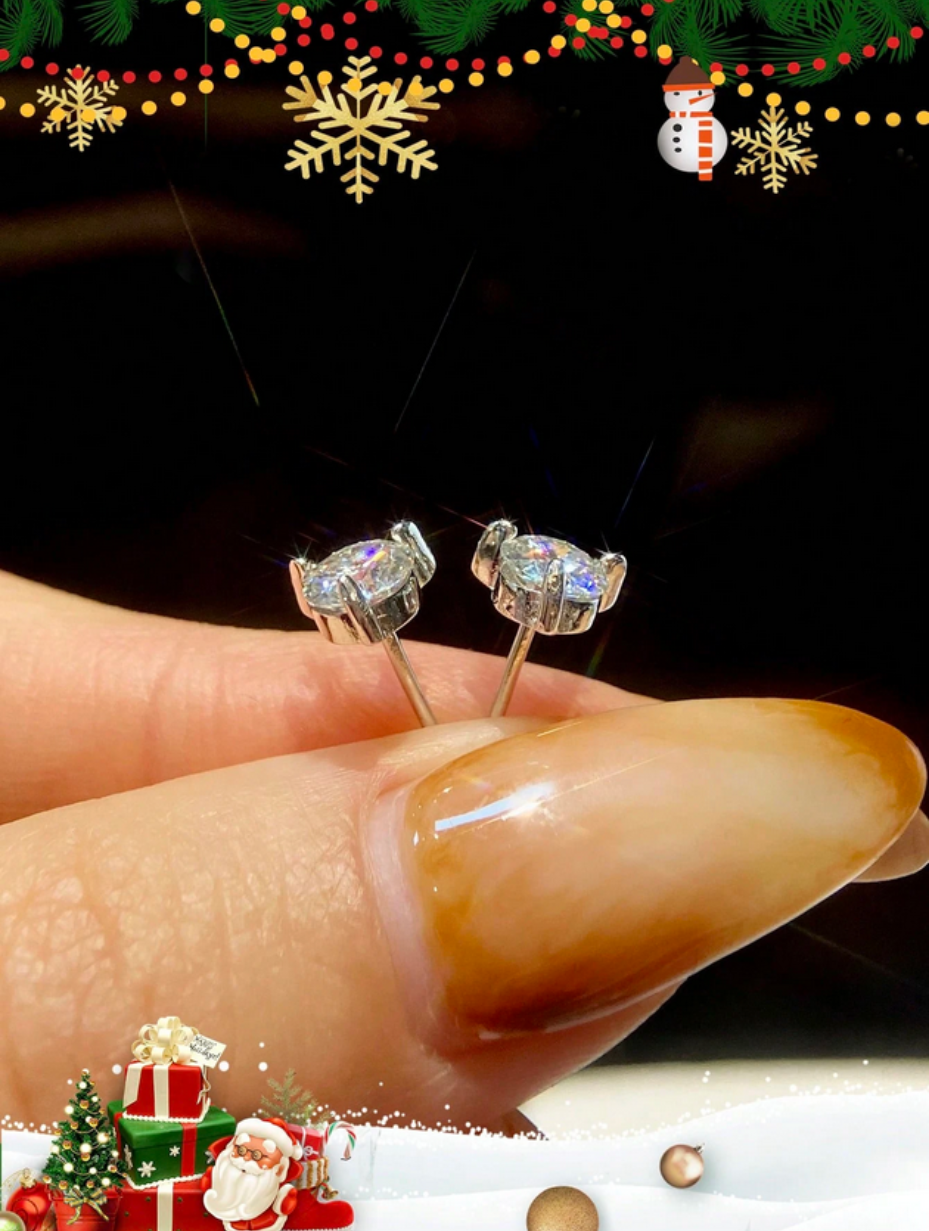 Elegant Moissanite Elk Earrings | Sterling Silver