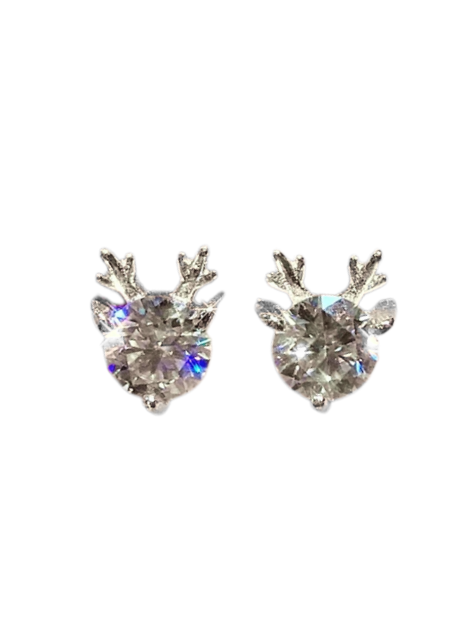 Elegant Moissanite Elk Earrings | Sterling Silver