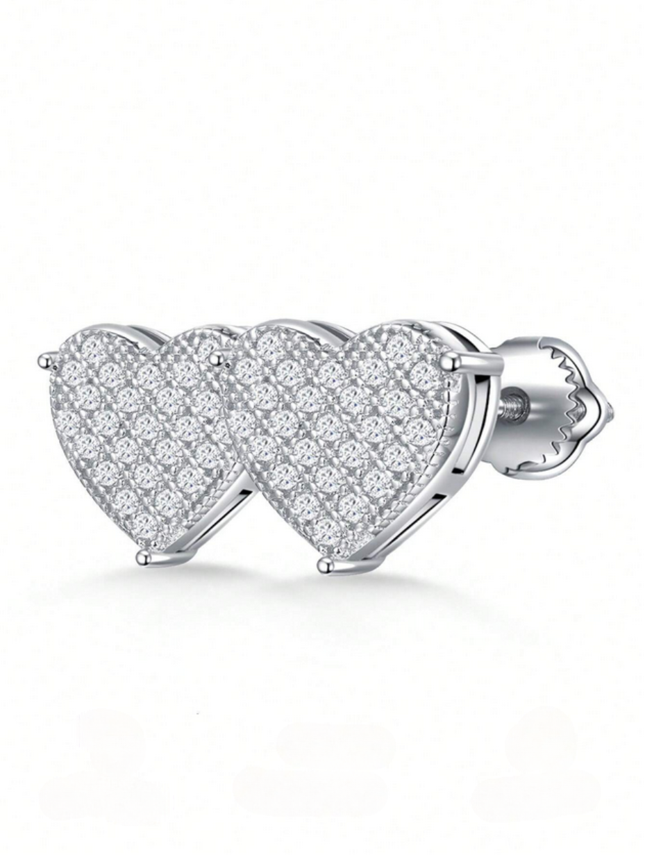 Elegant Heart-Shaped Moissanite Stud Earrings | Sterling Silver