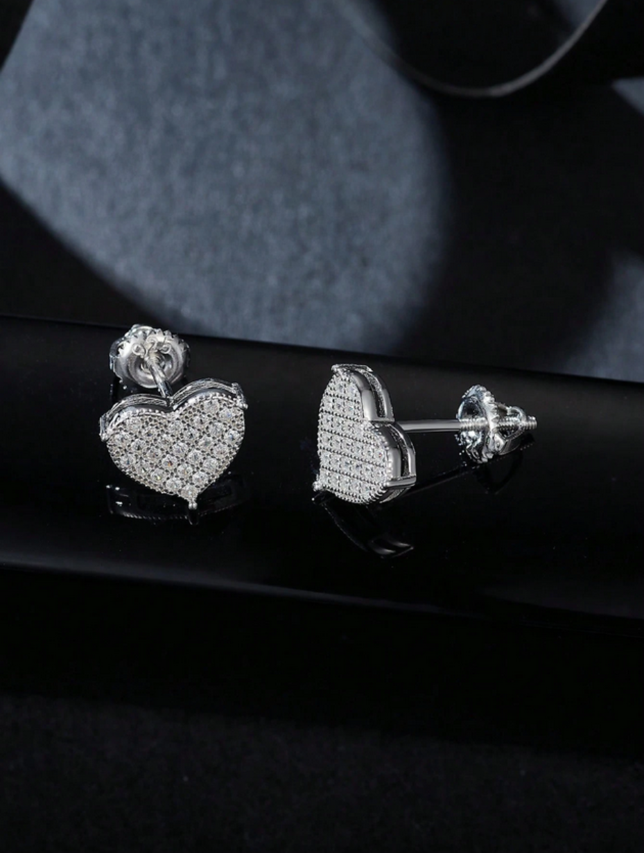 Elegant Heart-Shaped Moissanite Stud Earrings | Sterling Silver
