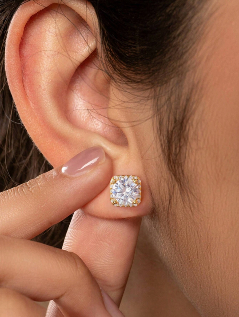 Luxury Sterling Silver Moissanite Earrings | Elegant Sparkle