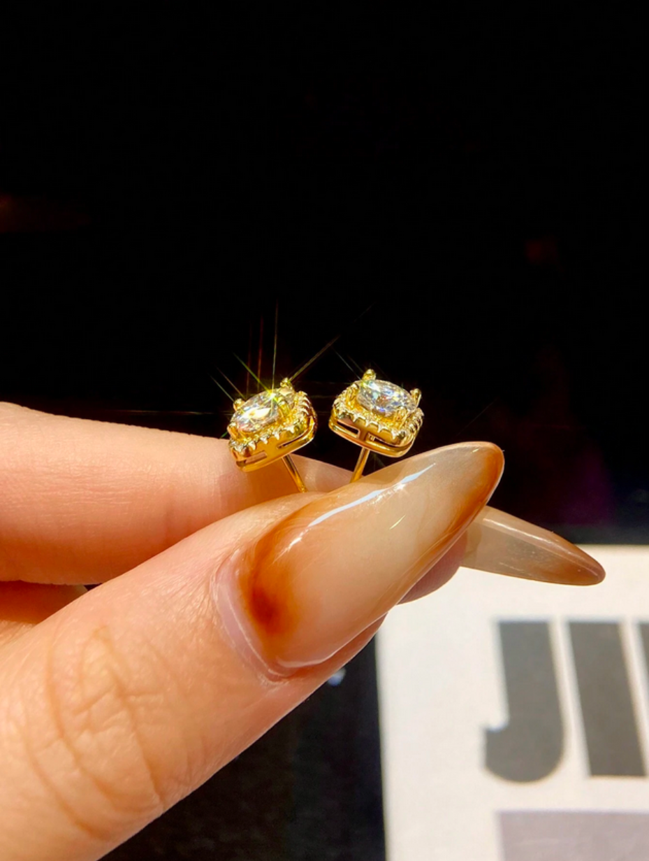 Luxury Sterling Silver Moissanite Earrings | Elegant Sparkle