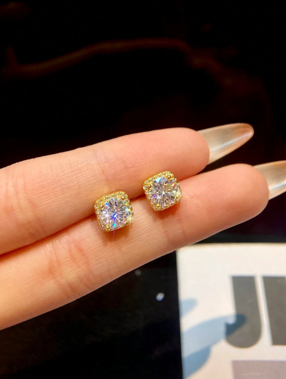 Luxury Sterling Silver Moissanite Earrings | Elegant Sparkle