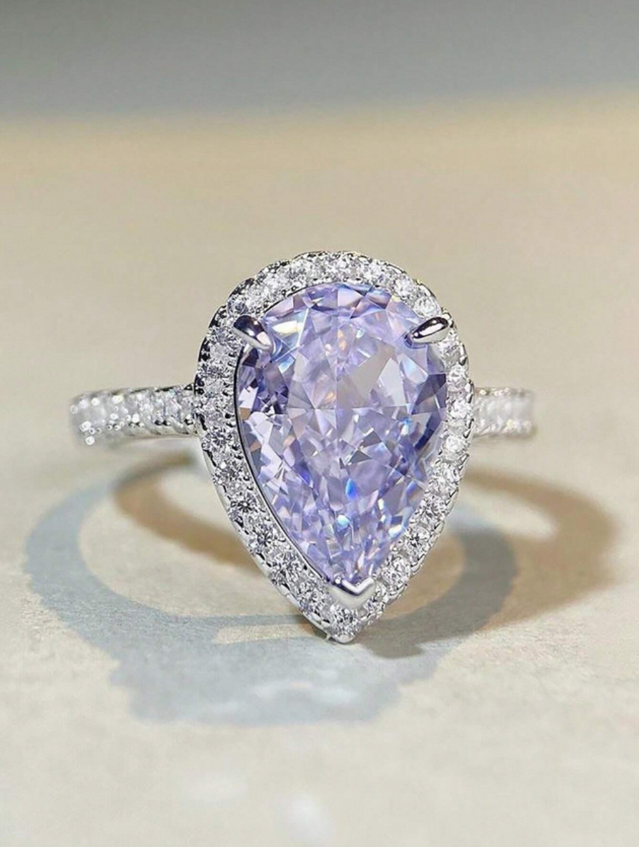 Sterlingsølv Vanddråbe Mousserende Ring | Elegant Statement