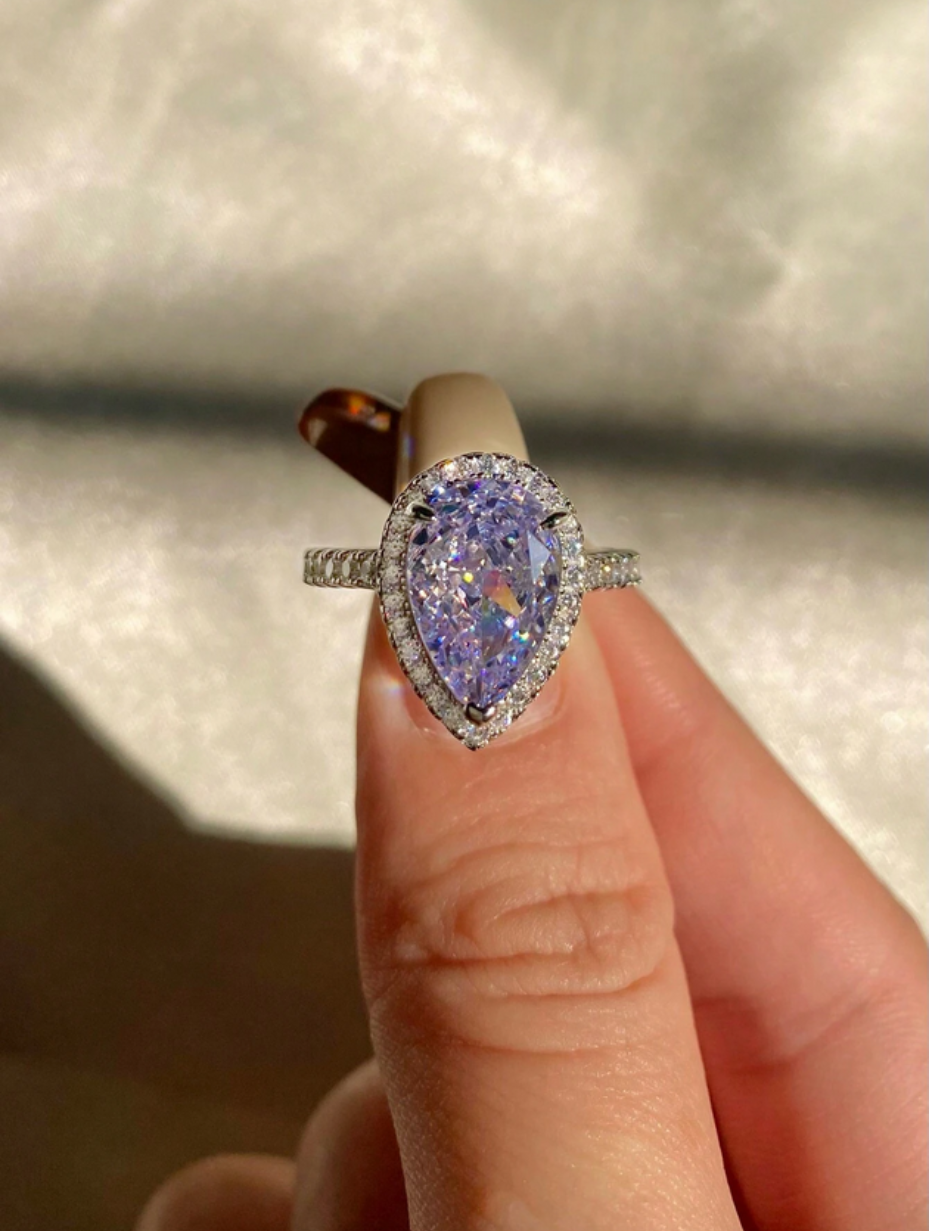 Sterlingsølv Vanddråbe Mousserende Ring | Elegant Statement