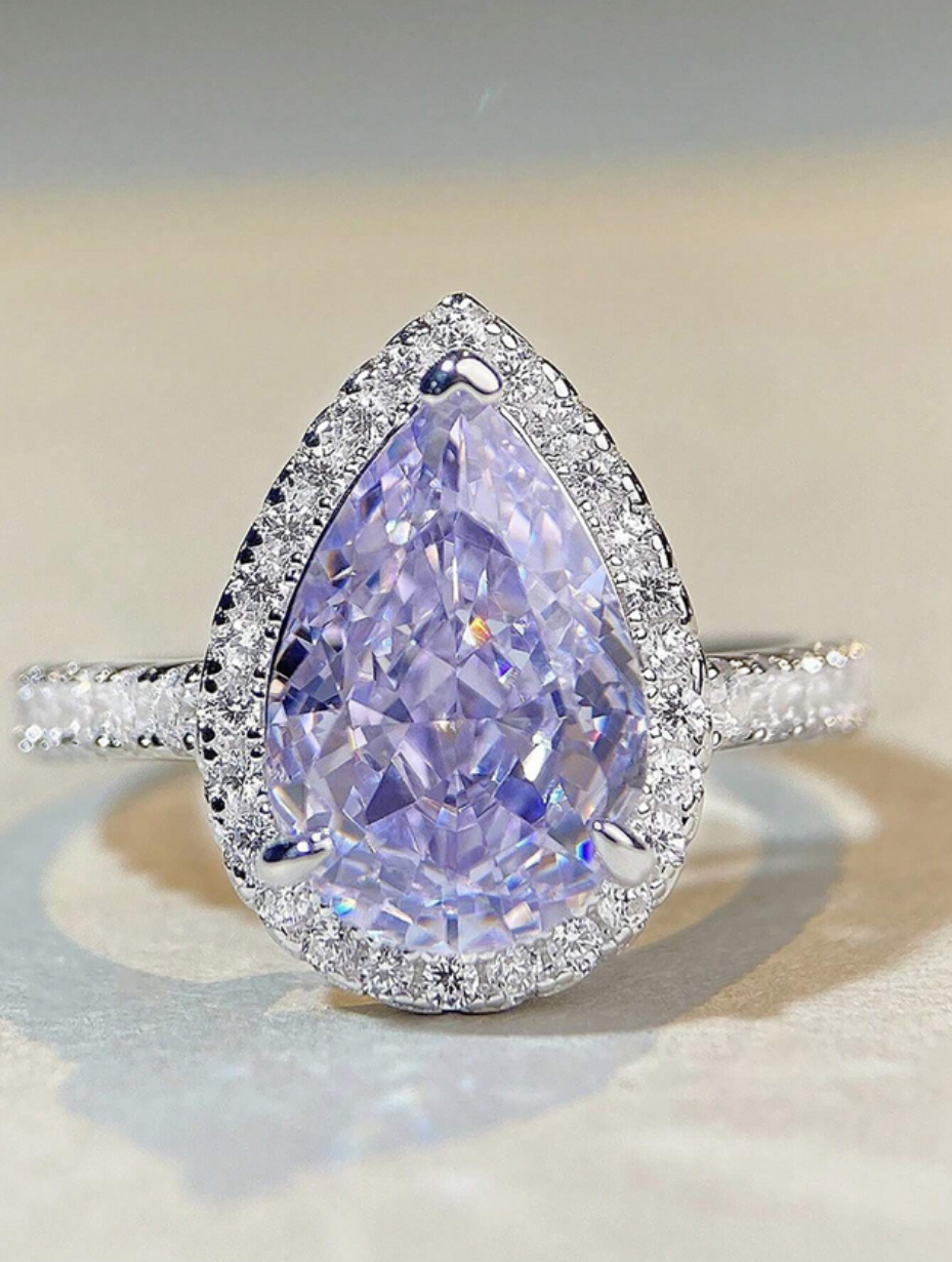 Sterlingsølv Vanddråbe Mousserende Ring | Elegant Statement