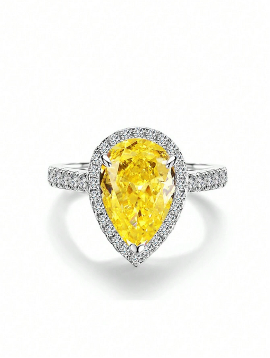 Sterlingsølv Vanddråbe Mousserende Ring | Elegant Statement