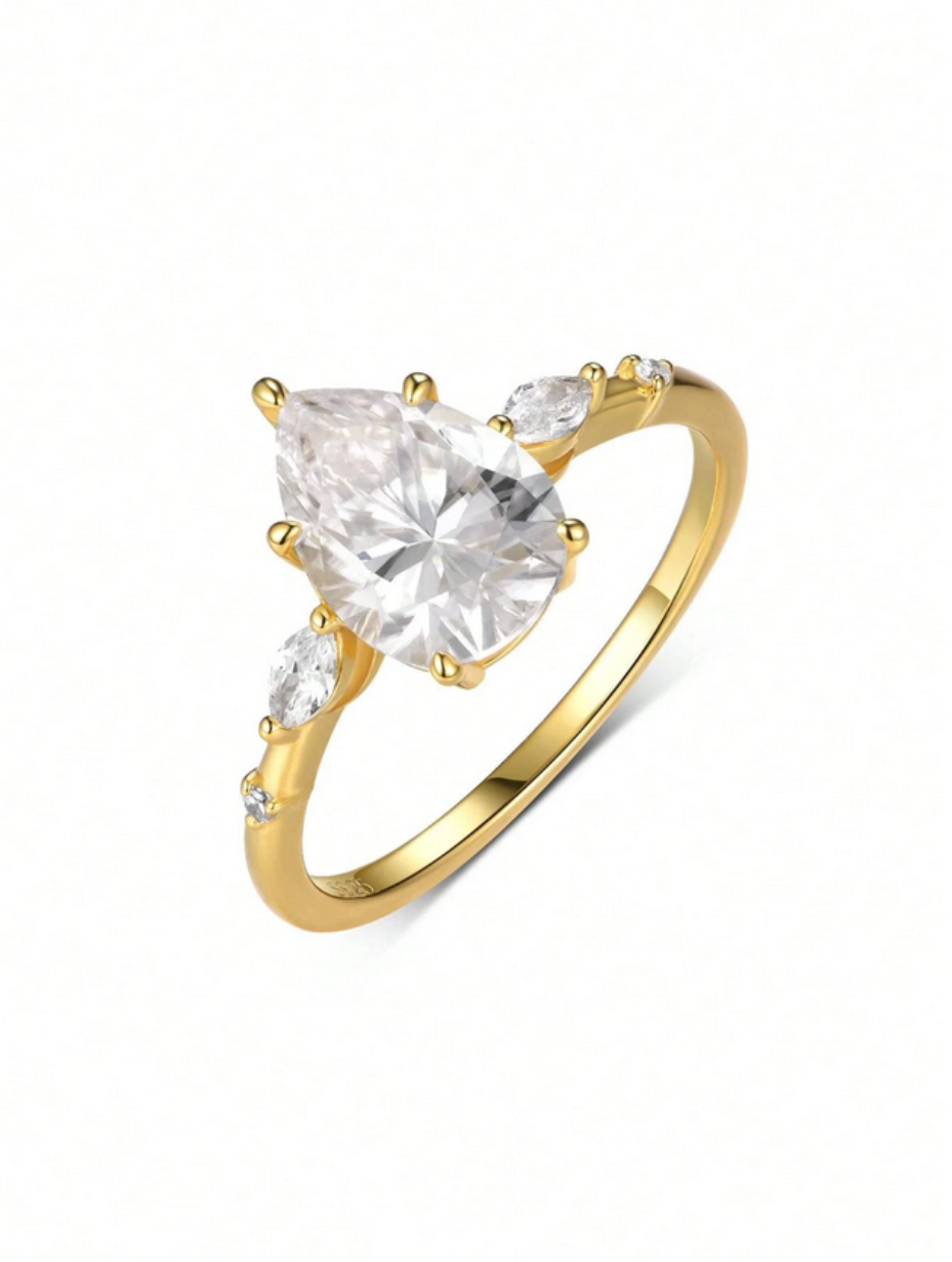 Minimalistisk Moissanit-ring med Dråber | Sterlingsølv