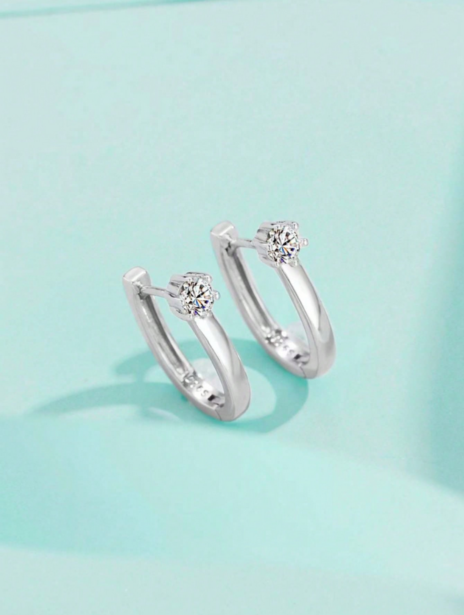S925 Sterling Silver Clip-On Earrings | Moissanite Elegance