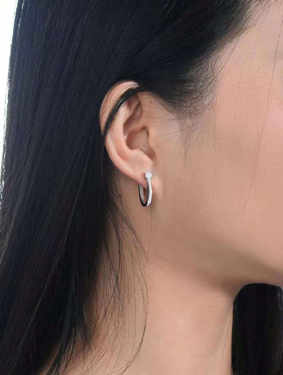 S925 Sterling Silver Clip-On Earrings | Moissanite Elegance