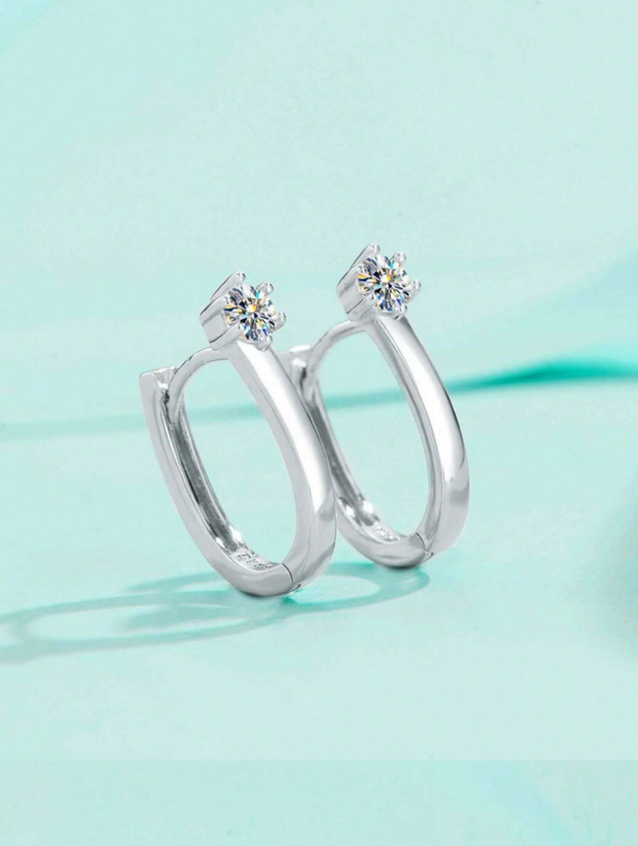 S925 Sterling Silver Clip-On Earrings | Moissanite Elegance