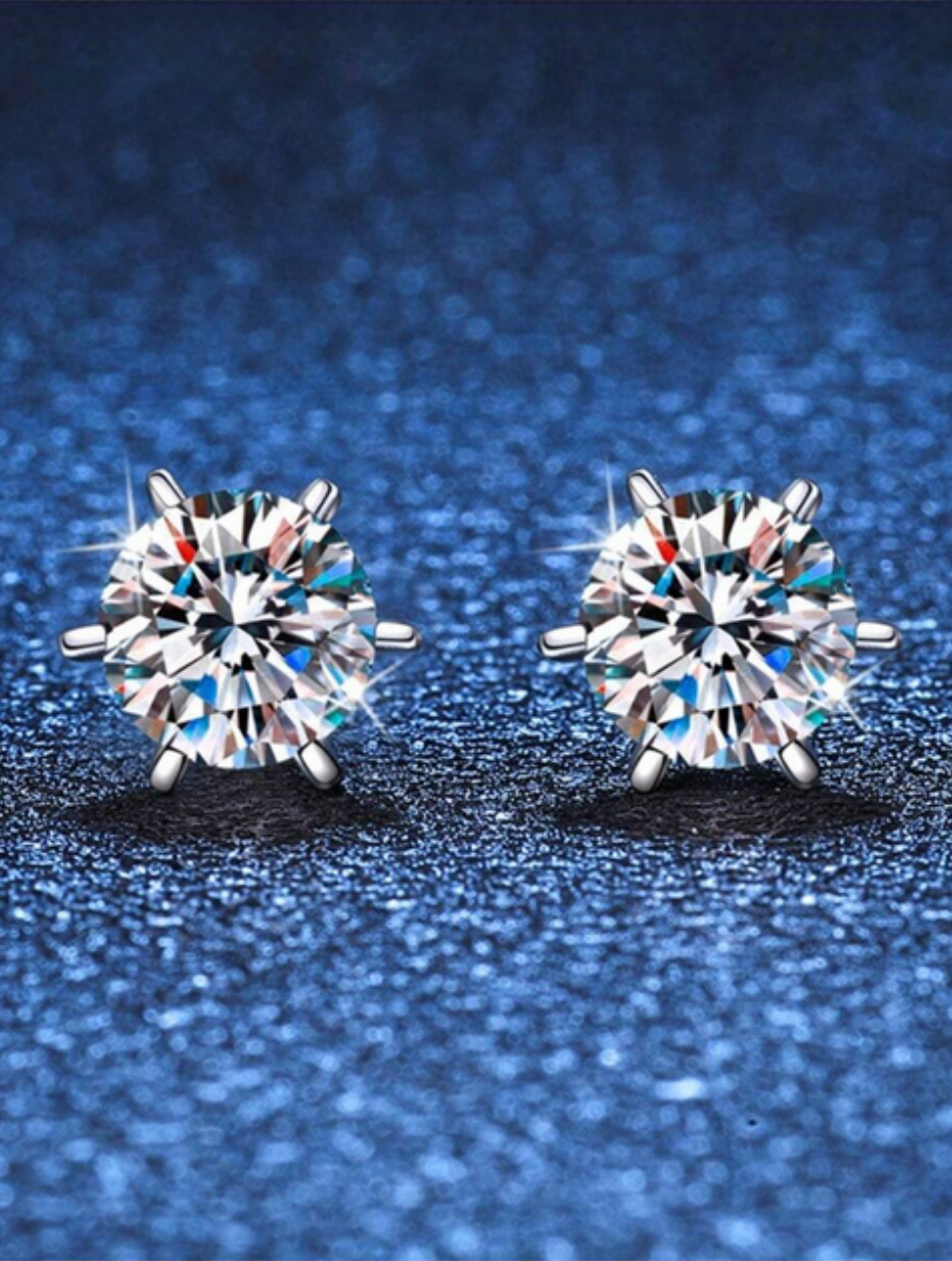 S925 Sterling Silver Moissanite Screw-Back Earrings | Timeless Sparkle