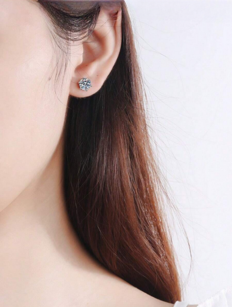 S925 Sterling Silver Moissanite Screw-Back Earrings | Timeless Sparkle