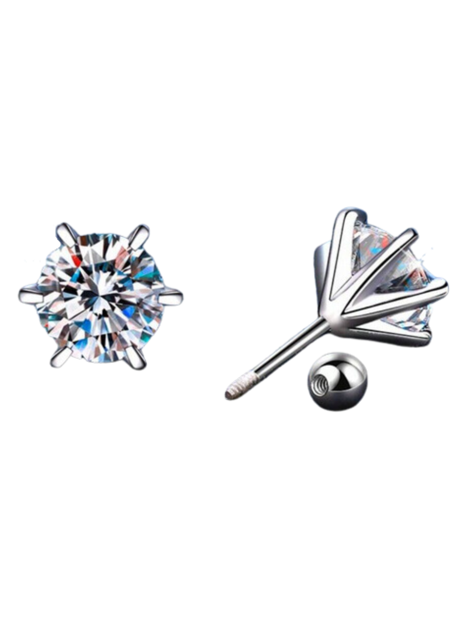 S925 Sterling Silver Moissanite Screw-Back Earrings | Timeless Sparkle