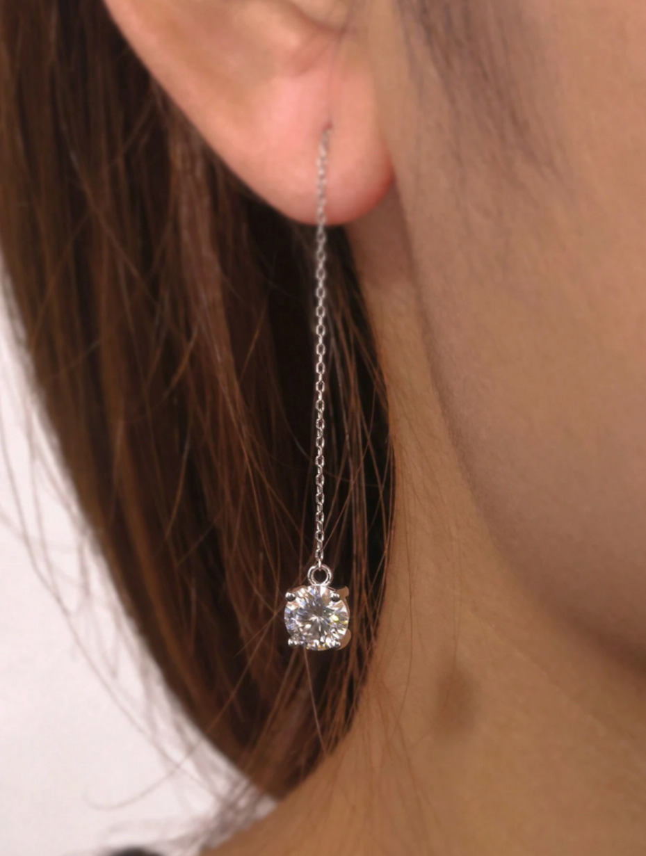 S925 Sterling Silver Moissanite Pendant Earrings | Classic Charm