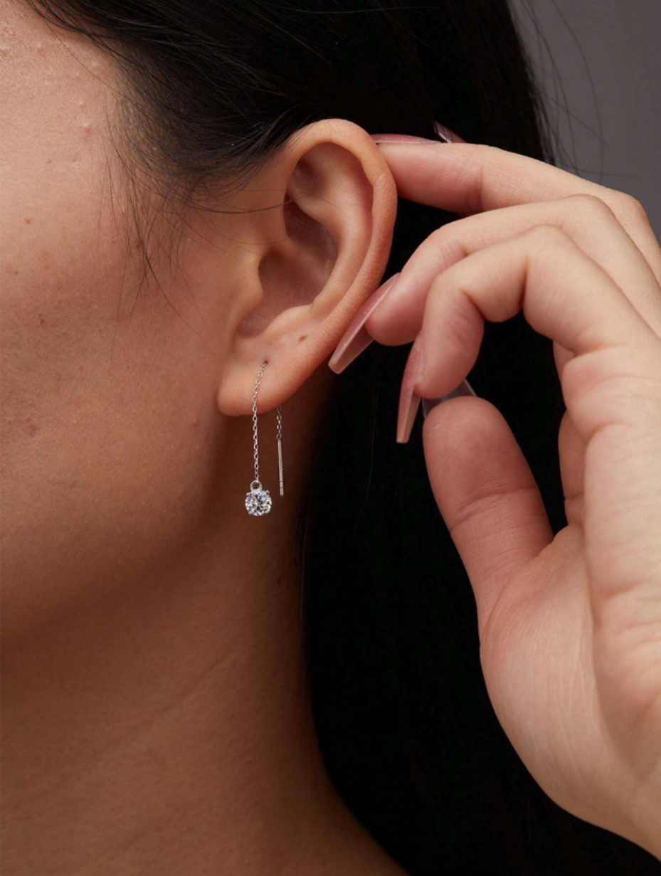 S925 Sterling Silver Moissanite Pendant Earrings | Classic Charm