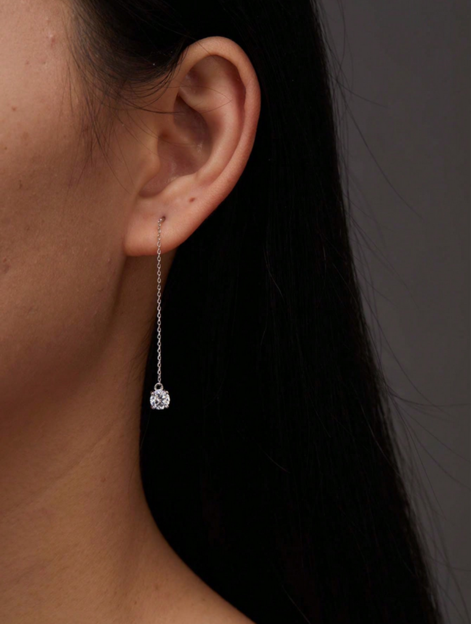 S925 Sterling Silver Moissanite Pendant Earrings | Classic Charm