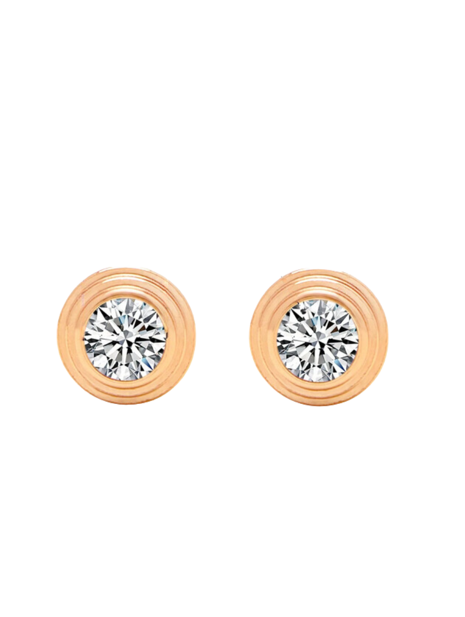 S925 Sterling Silver Moissanite Stud Earrings | Rose Gold Elegance