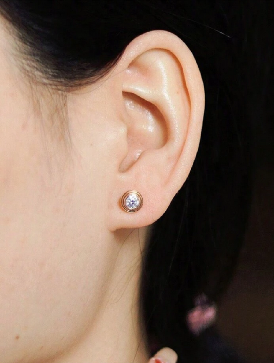 S925 Sterling Silver Moissanite Stud Earrings | Rose Gold Elegance