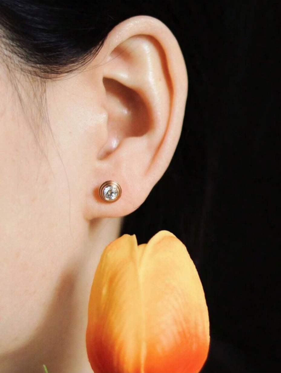 S925 Sterling Silver Moissanite Stud Earrings | Rose Gold Elegance