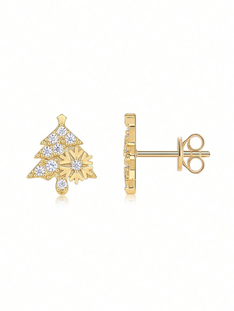 18K Gold Plated Moissanite Earrings | Holiday Elegance