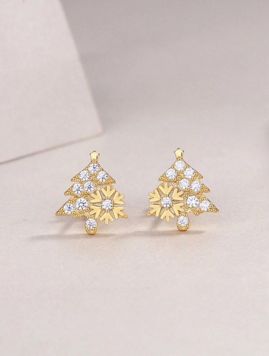 18K Gold Plated Moissanite Earrings | Holiday Elegance