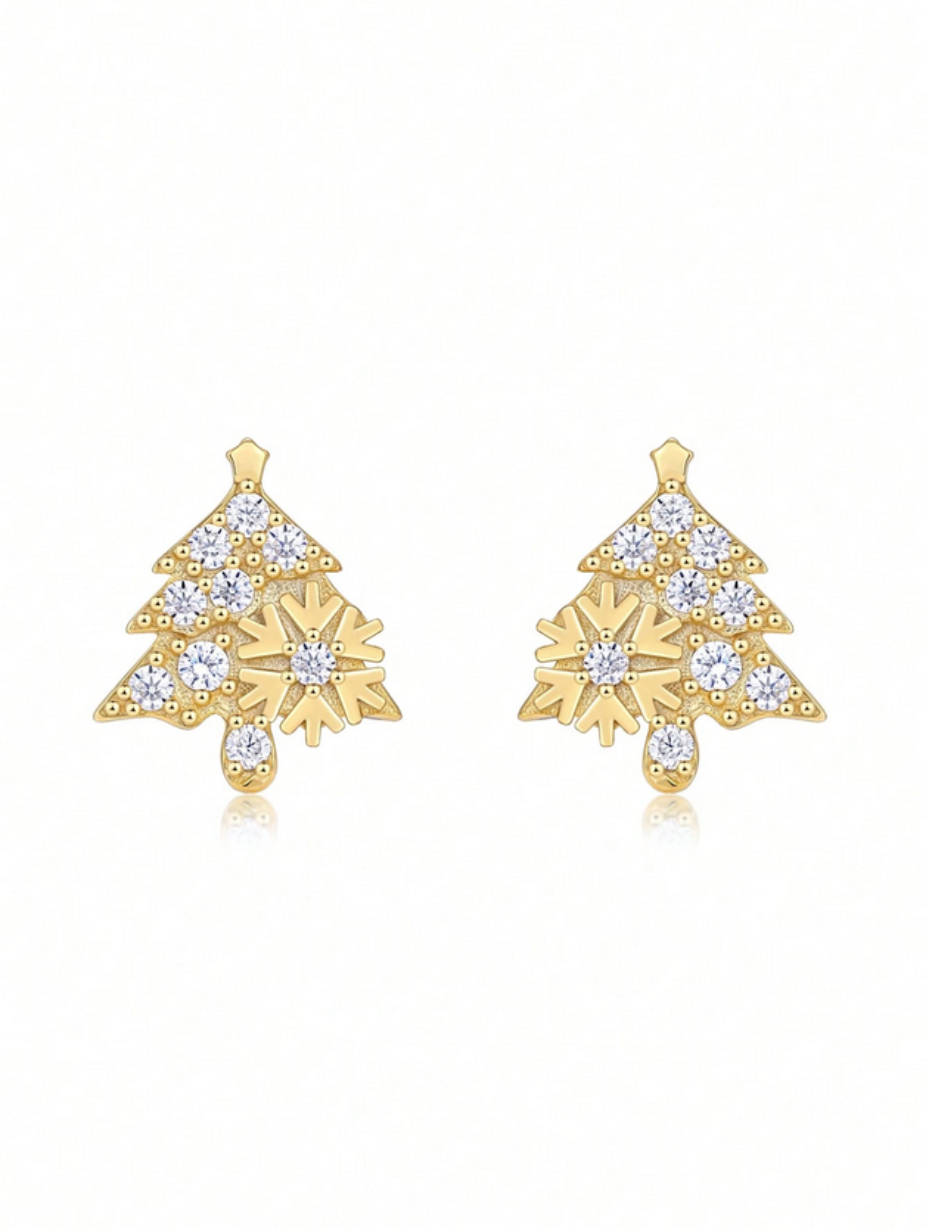 18K Gold Plated Moissanite Earrings | Holiday Elegance