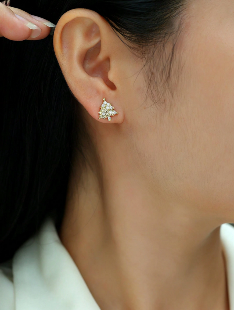 18K Gold Plated Moissanite Earrings | Holiday Elegance