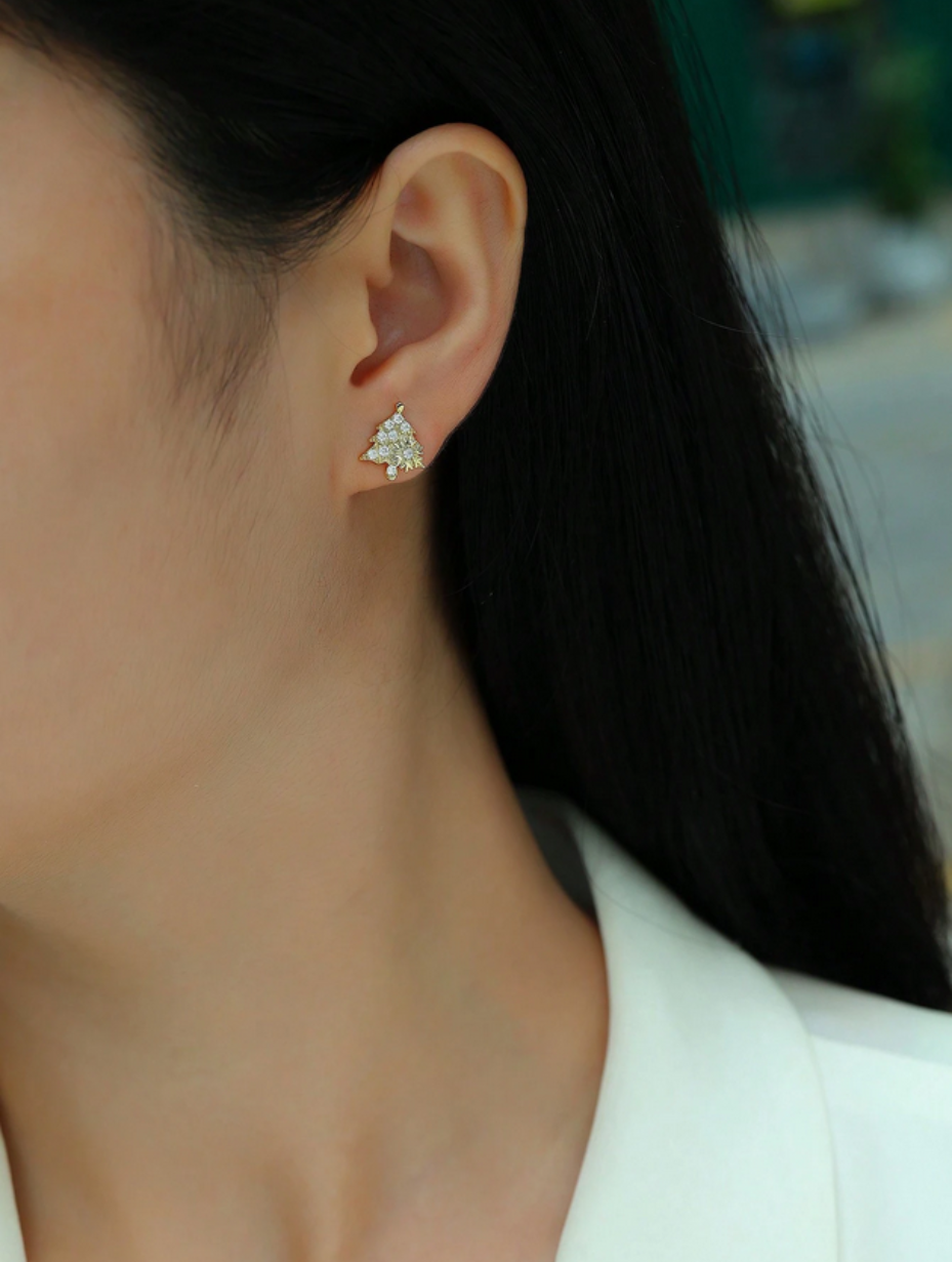 18K Gold Plated Moissanite Earrings | Holiday Elegance