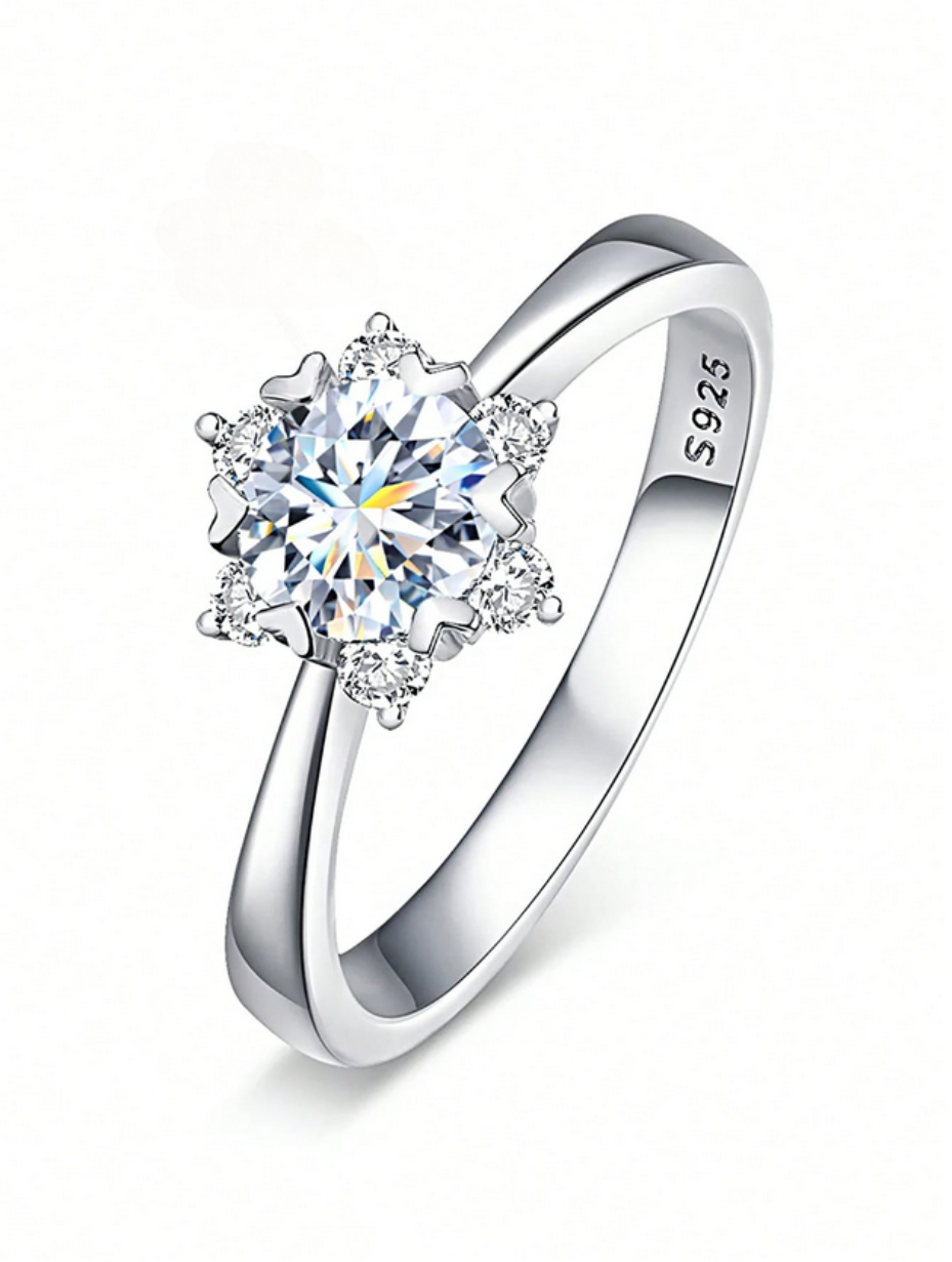 Moissanit Snefnug Ring | Sterling Sølv Skønhed