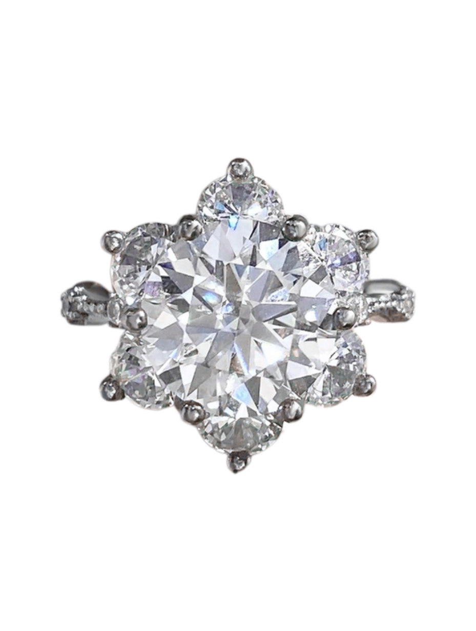 Sunflower Moissanite Ring | Sterling Silver Radiance