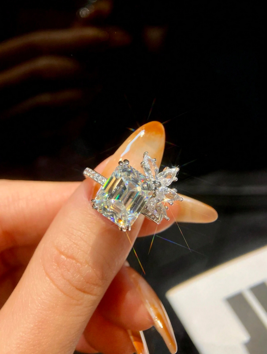 Teardrop Moissanite Ring | Sterling Silver Elegance