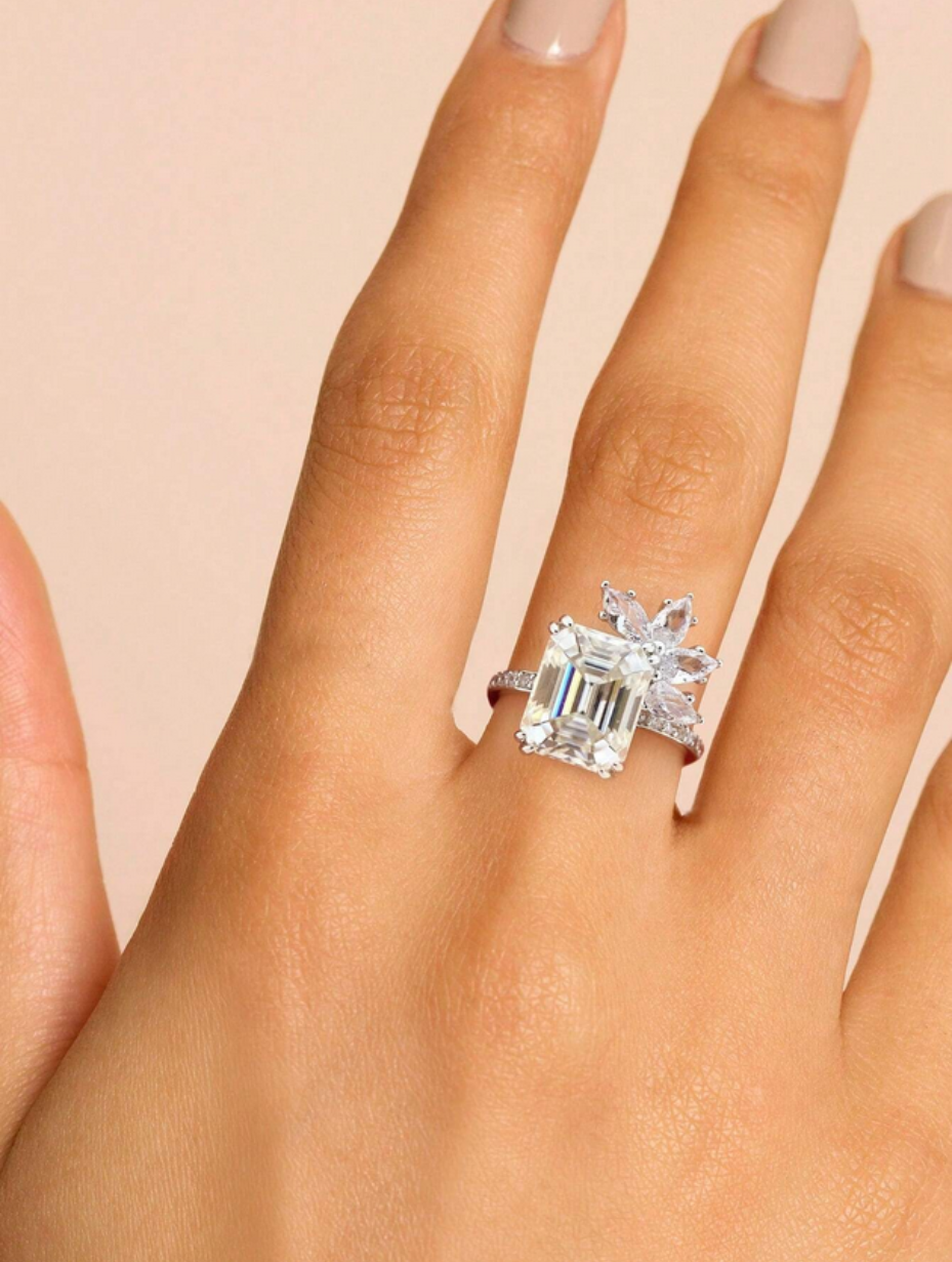 Teardrop Moissanite Ring | Sterling Silver Elegance