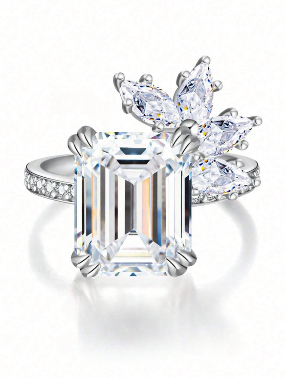 Teardrop Moissanite Ring | Sterling Silver Elegance
